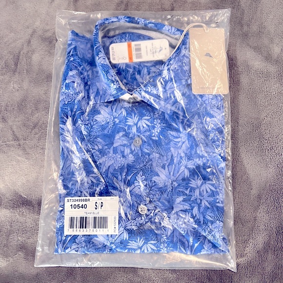 Tommy Bahama Short Sleeve Shirt Mens Small Blue Button Up Collared 100% Silk NWT - Picture 2 of 13